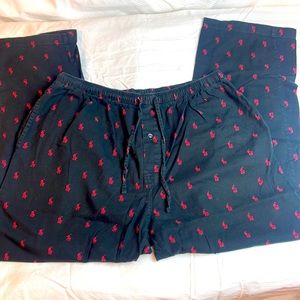 Polo Ralph Lauren 100% Cotton Woven Lounge Pants Size Large Black with Red Pony
